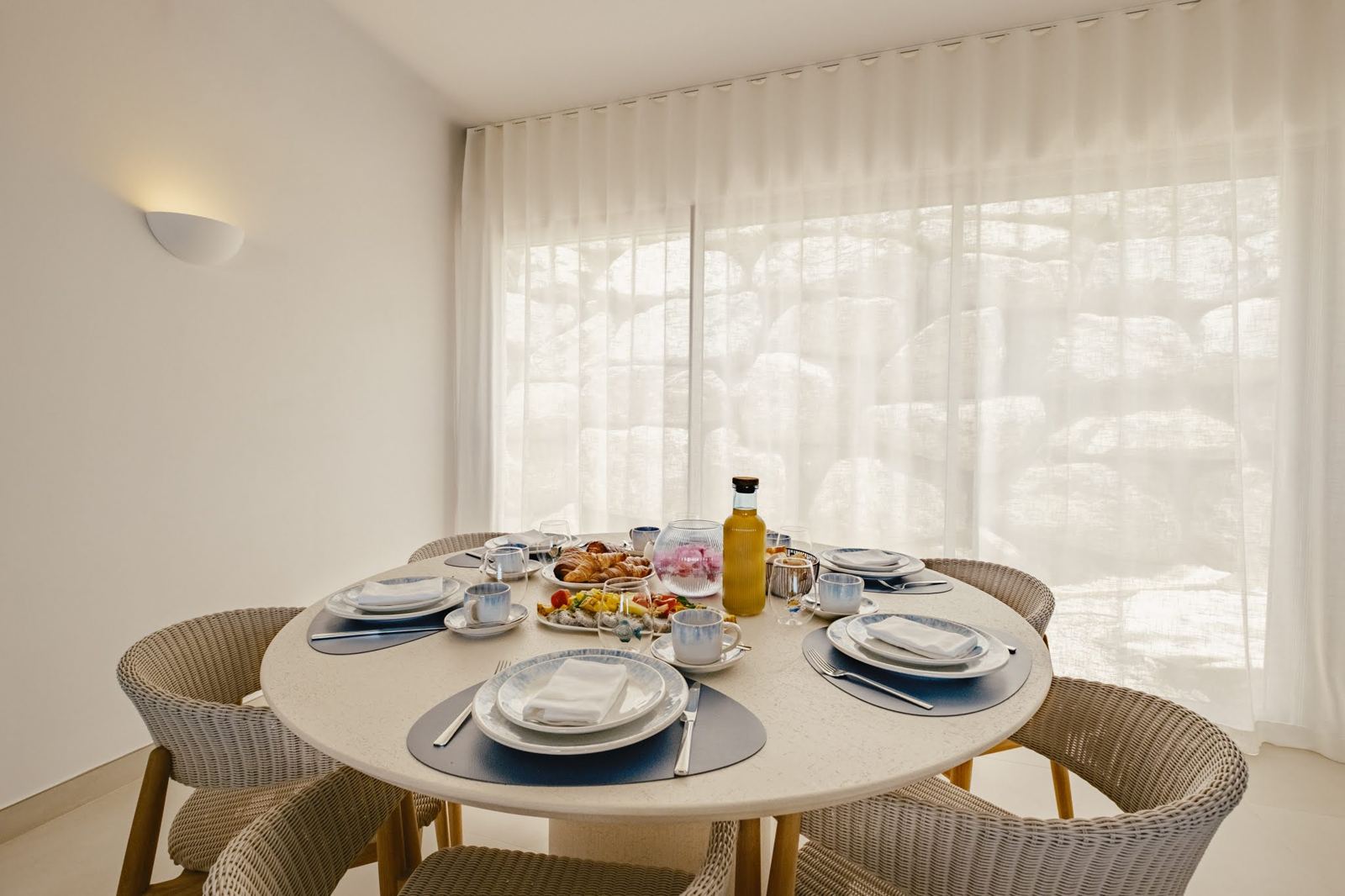Breakfast table at the villa