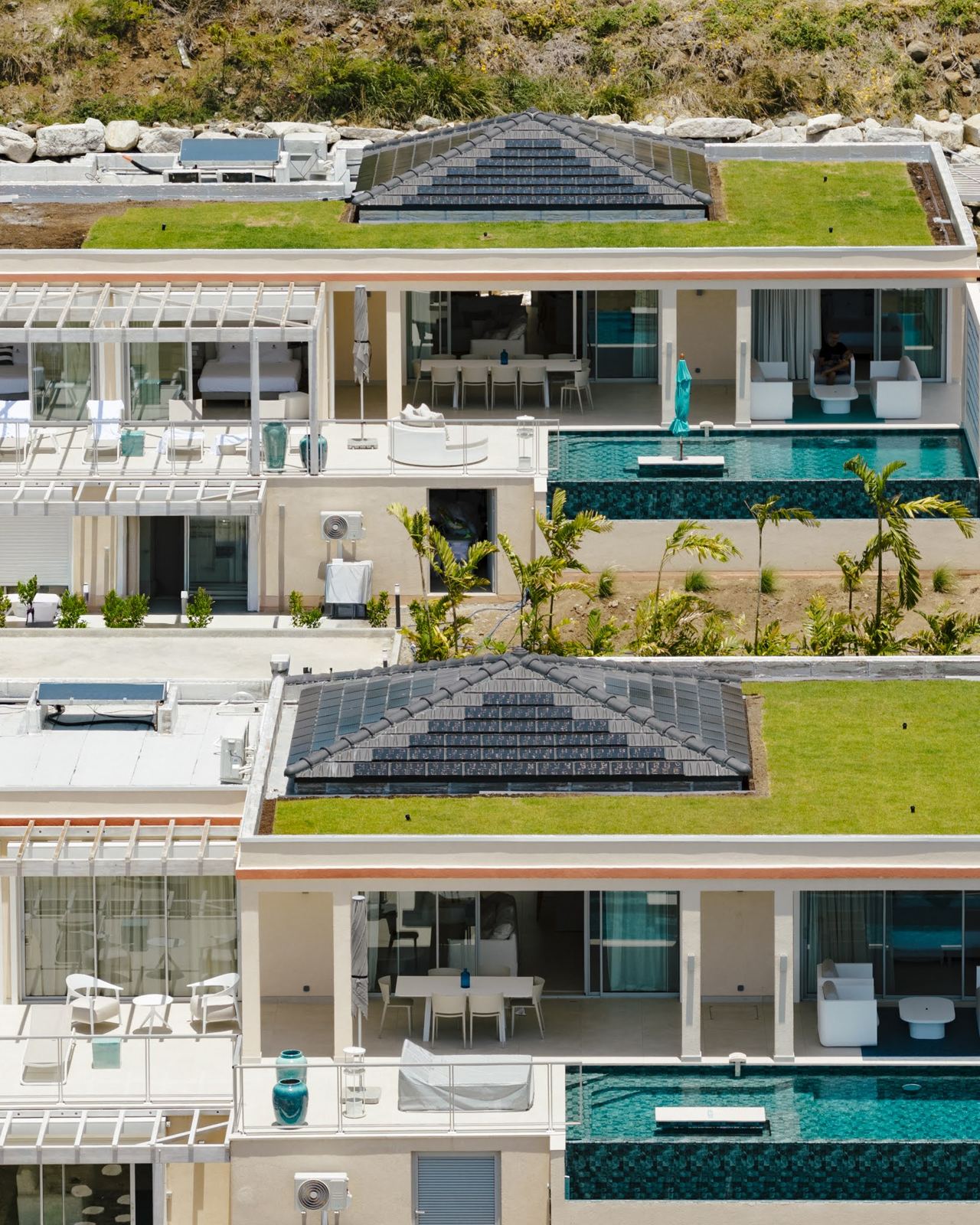 The two private villas seen from above